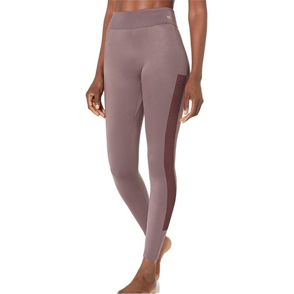 Maaji - "Lane" Fishnet Water Sports Side Stitch Leggings in Fig (Mauve) XS